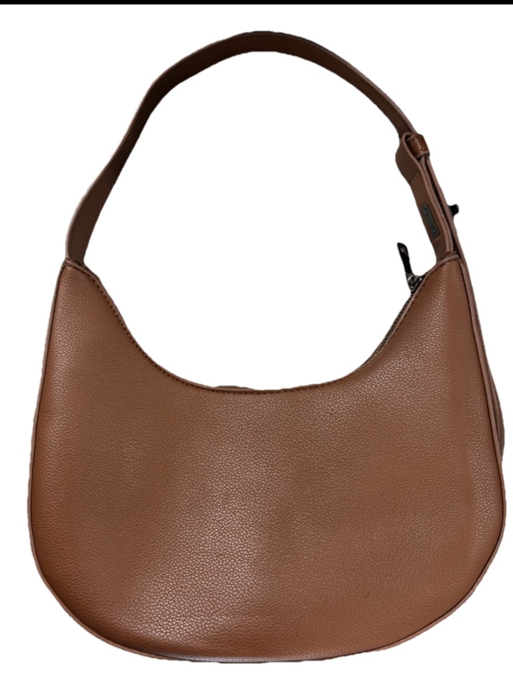 Pebbled Hobo Shoulder Bag in Cognac Brown